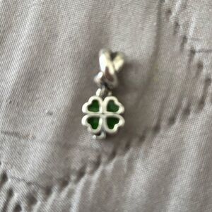 Pandora Silver and Green Clover Pendant
